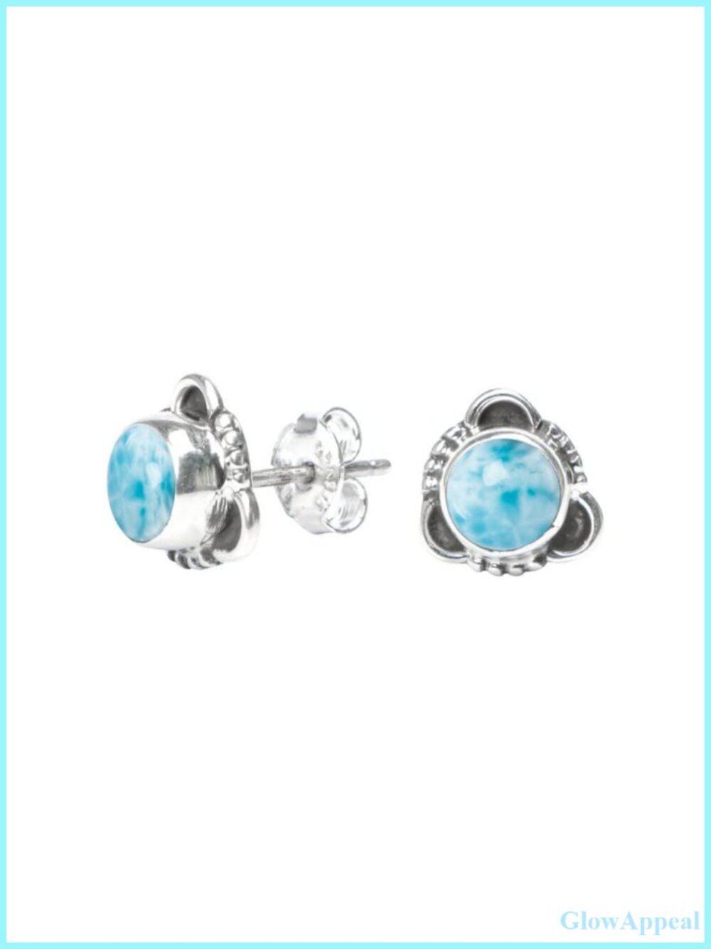 925 Sterling Silver Larimar Stud Earrings 6mm Post